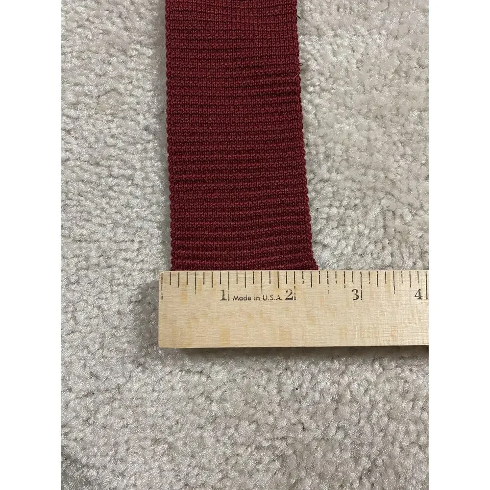 VTG Rooster Knit Tie Mens Red Cotton Skinny Necktie Solid Ivy Menswear Academia